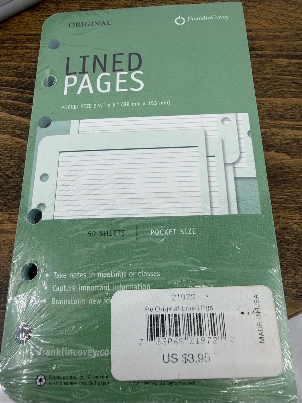 Franklin Covey Quest Pocket Planner Bundle - Punch, Lined Pages, 2 Tab Dividers